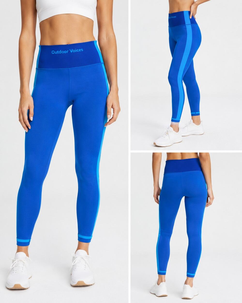 Outdoor Voices TechSweat Two Tone Leggings Blue Rare Colorblock Colorway S $98